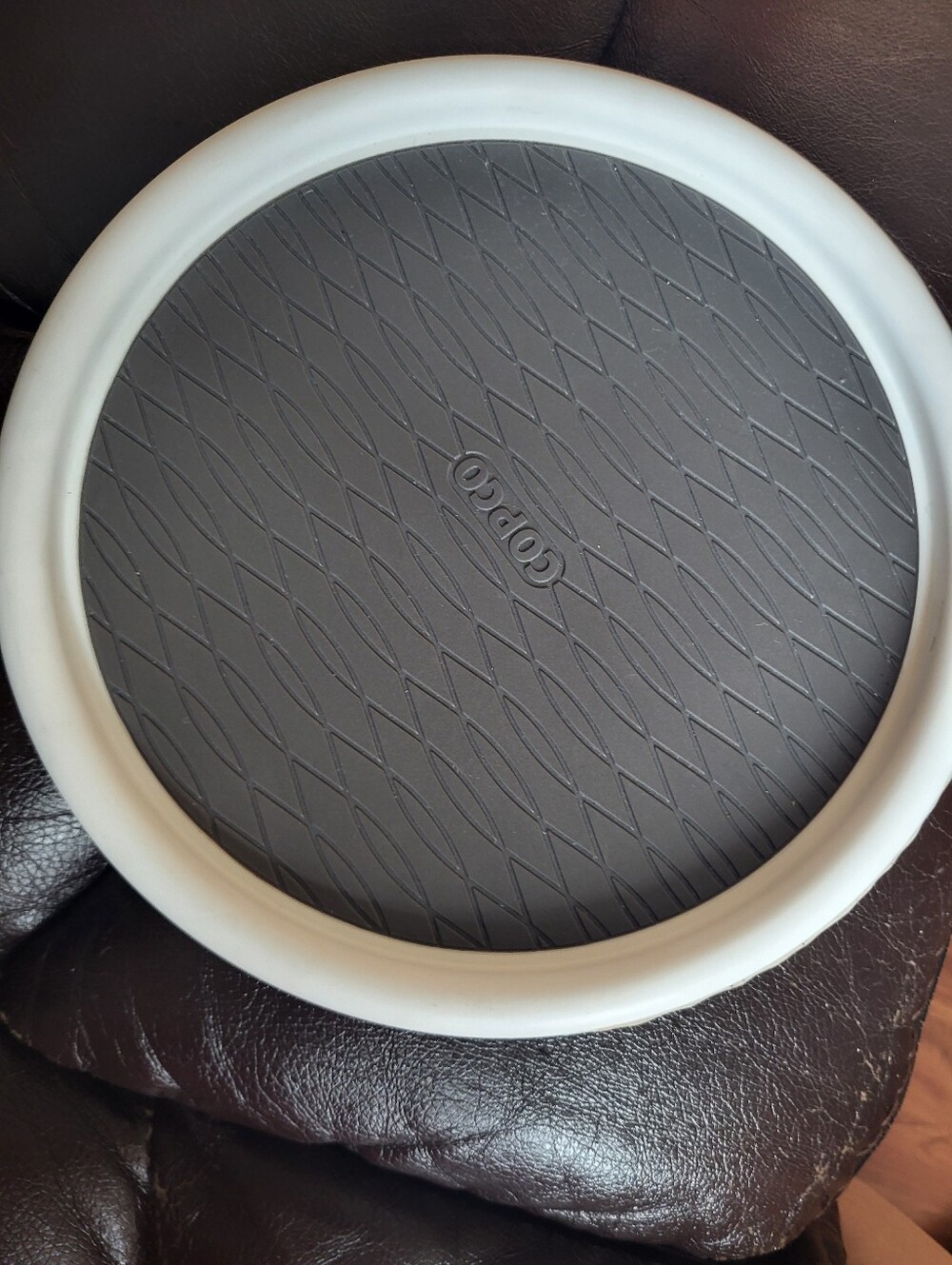 Copco Non-Slip Round Accessory Tray in White and Gray
